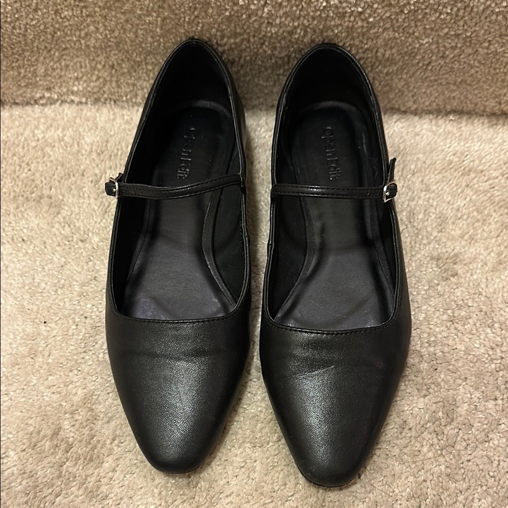 Open Edit Black Mary Jane Ballet Flats